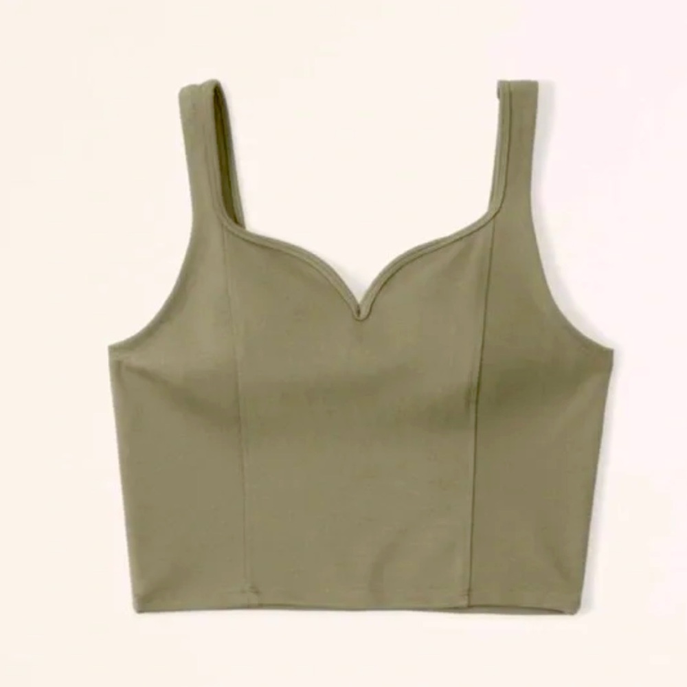 Abercrombie & Fitch Soft Collection Olive Green Ponte Corset Sweetheart Tank Top
